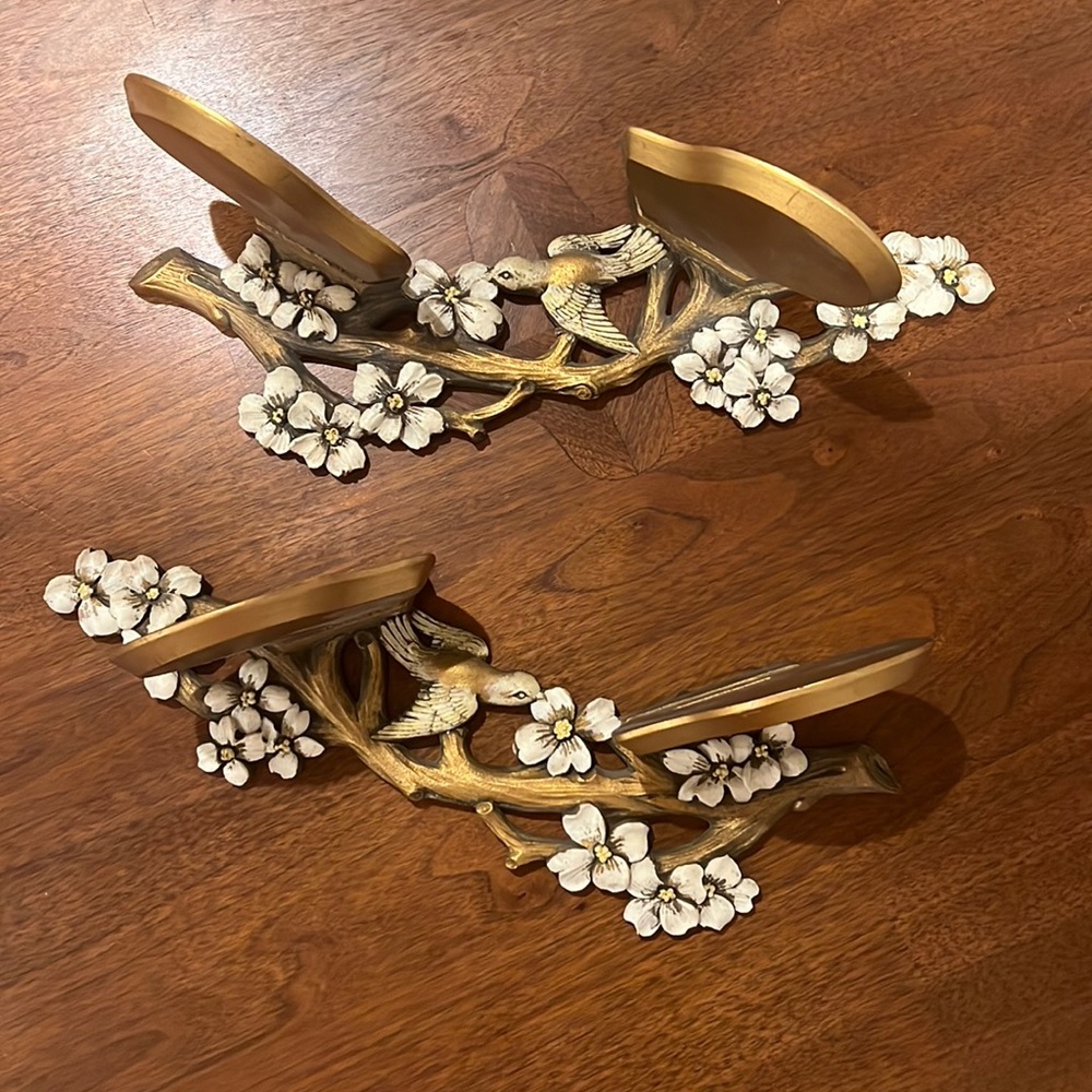 Syroco Bird and flower wood shelves